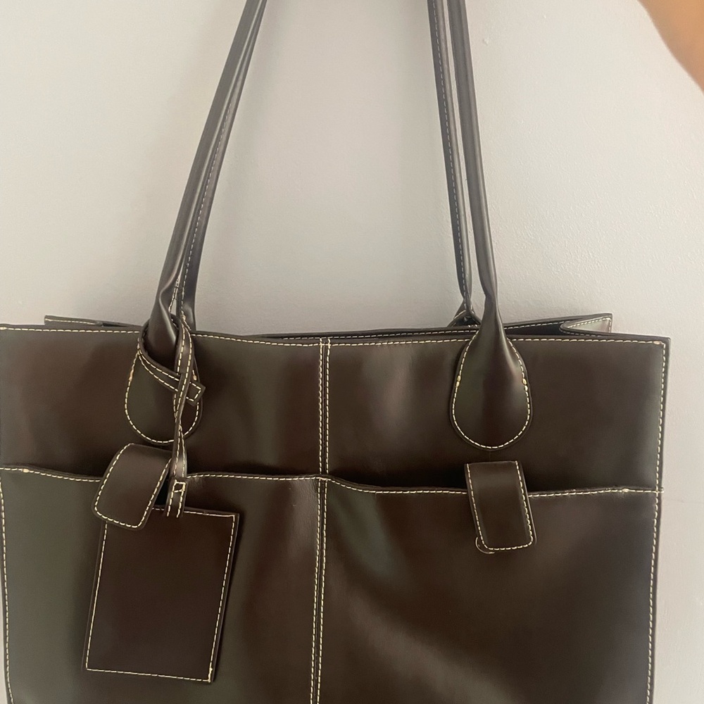 Elegant Brown Leather Tote Bag
